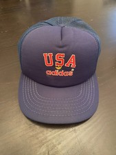 Vintage adidas USA Trucker Hat Cap Snapback One Size OS American USA adidas Pin