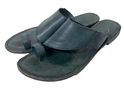Free People Sant Antoni Toe Loop Leather Sandals Turquoise Blue 38 / 8