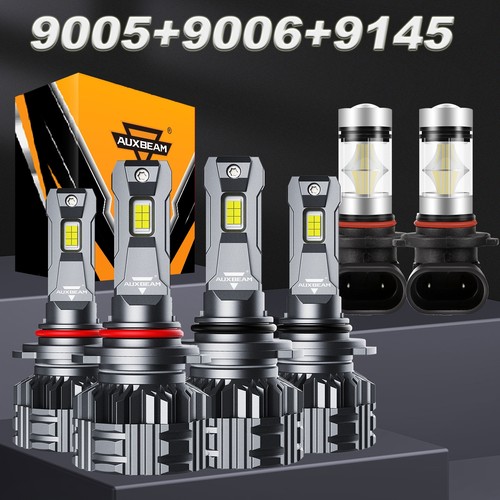 6x AUXBEAM LED Headlight+Fog Bulbs For Chevy Silverado 1500 2003 2004 2005 2006