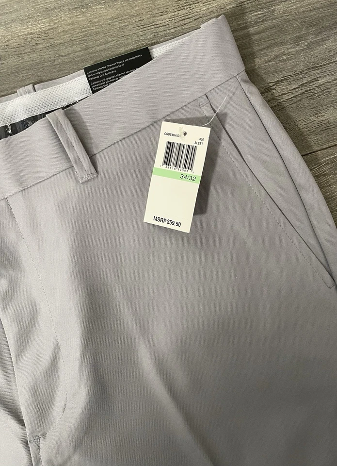 Callaway Pro Spin 2.0 MENS Gray Flat Front Chino Dress Golf Pants Size 34x32 NWT - Image 2 of 4