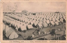 Postcard 11th Regiment Camp. U.S. Naval Training Station. Newport, R. I. VPC01.