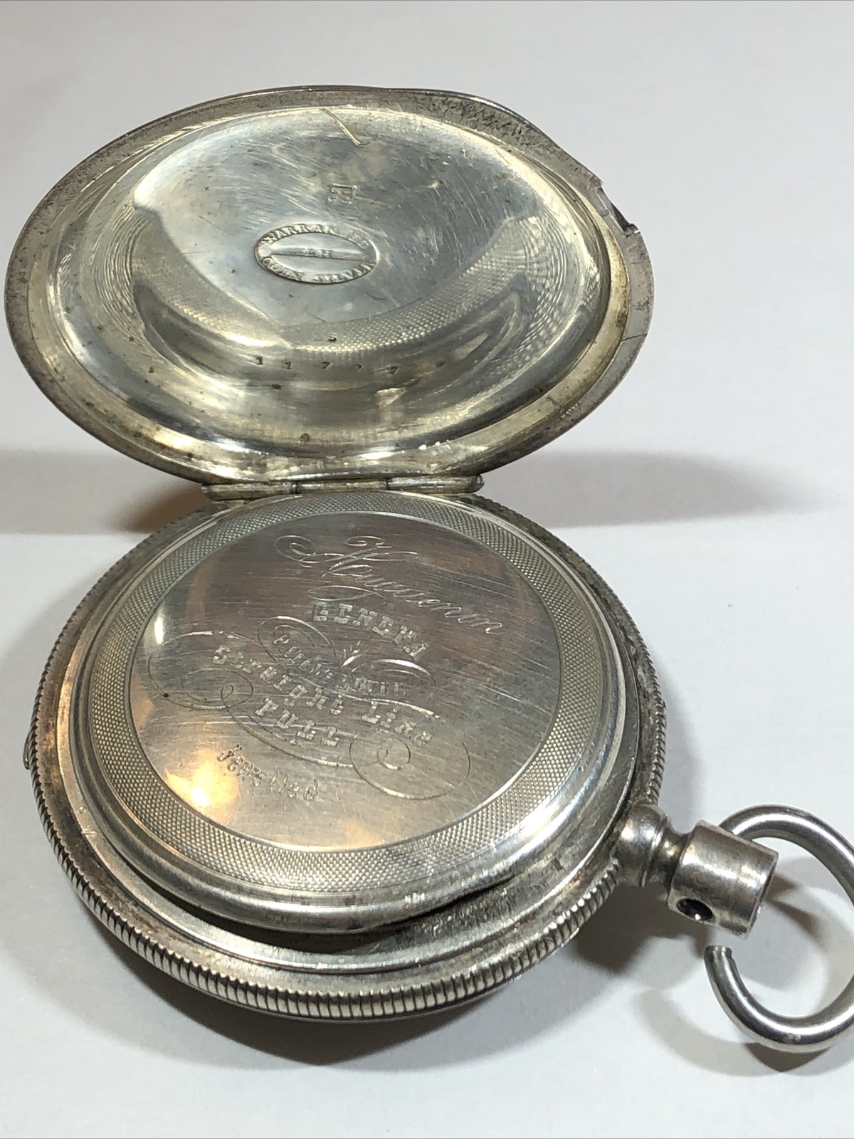 Antique Huguenin "LH" COIN Silver Case for Full Hunter Pocket Watch
