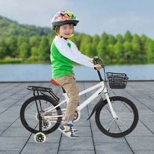 18 Inch Wheels Kids Bike W/Training Wheels Basket Toddler Bike for 6-8 Years Old