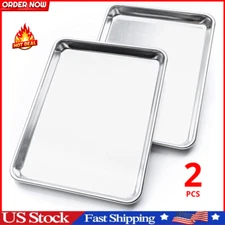 Stainless Steel Cookie Sheet Baking Pan Oven Tray Commercial Baking Sheet 2 Pcs