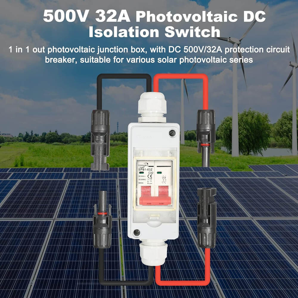 Solar Breaker 40A Solar Disconnect Switch - 500V DC/AC, IP65 Waterproof ...