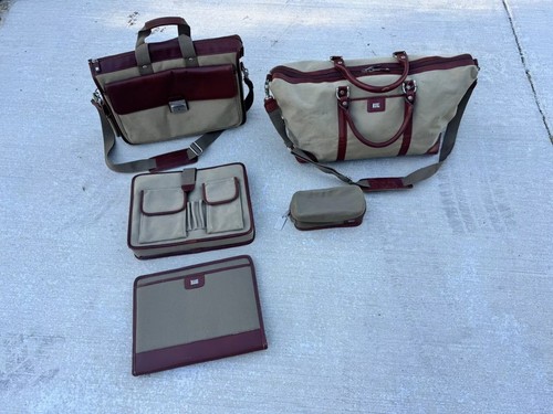 Vintage Cutter Buck Executive 3 Piece Briefcase & Weekender Duffel Bag Canvas (p