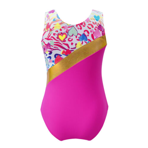 Kids Girls Swimwear Zipper Bathing Suit Bodycon Bodysuit Athletic Sunsuit Shiny - Picture 7 of 54
