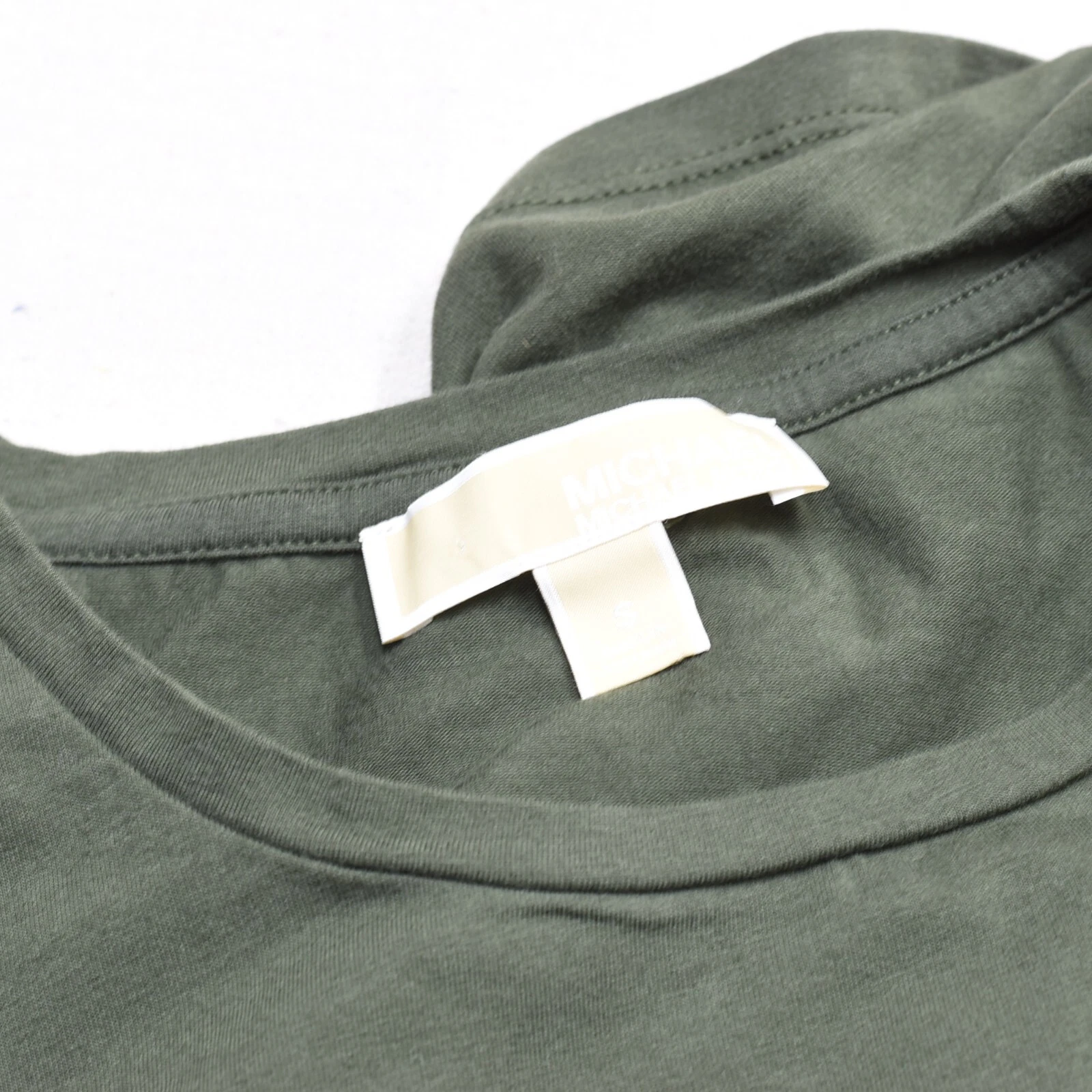 Michael Kors Mini Abito Donna Increspato Manica Lunga Tinta Unita Poliestere Verde Taglia S