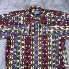 Vintage Woolrich Shirt Men XL Western Aztec Bold Print Button USA Rodeo Cowboy