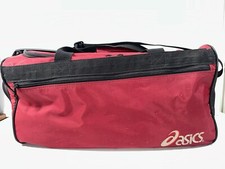 Vtg Maroon Asics Embroidered Spell Out Large Handled Gym Duffel Bag Carry On