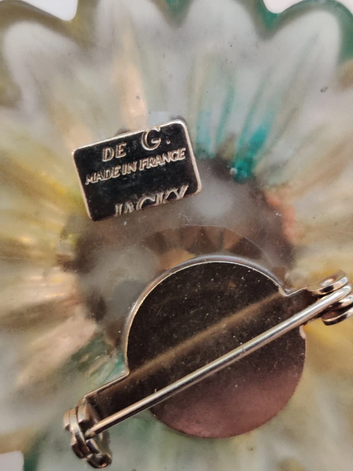 Broche Prendedor Flor Resina Lucite Jacky De G Paris Alta Costura De Colección Años 80 Raro Foto 3 de 4