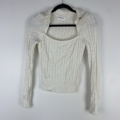 Revolve Superdown Women's Cableknit Square Neck Sweater Size S