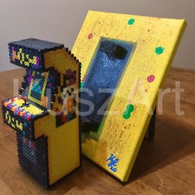 Q -Bert mini 8bit Video Game Art 8x10inch Nintendo NES Artwork retro gameroom 3D