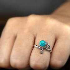 Adjustable Sterling Silver Ladies Turquoise Moonstone Ring Boxed Gift Jewellery
