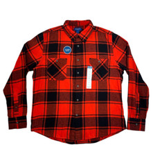 Arizona Classic Long Sleeve Button Up Flannel Shirt Super Soft Plaid Red LARGE