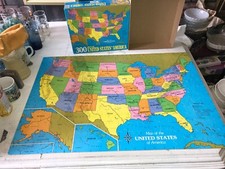 GOLDEN 1990 MAP of the UNITED STATES of AMERICA Jigsaw PUZZLE 300 Piece COMPLETE
