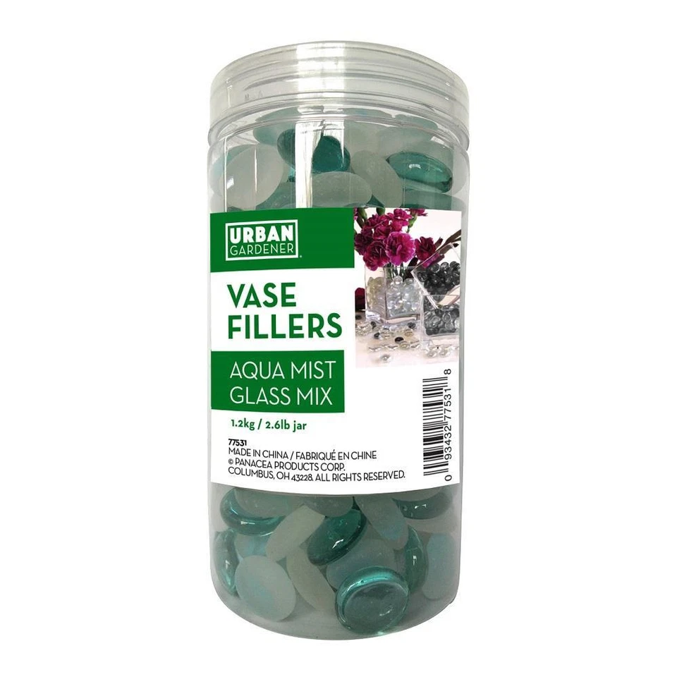 PANACEA Vase Fillers Aqua Mist Glass Mix Decorative Accents 1.2Kg in Jar