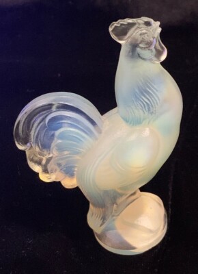Sabino France Art Glass Opalescent Rooster Figurine Original Label