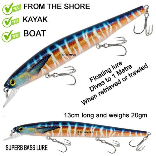 Floating Diving Bass Pollock Lures Sea Fishing Shore Boat Kayak - Trawling too - Picture 2 of 11