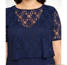 Size 20 Navy Double Layer Lace Bodycon Midi Smart Dress Cruise So Fabulous  BNWT
