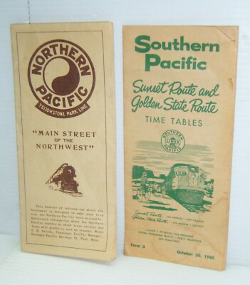 Vintage Southern & Northern Pacific Eisenbahn Zeittafel und Reisekarte