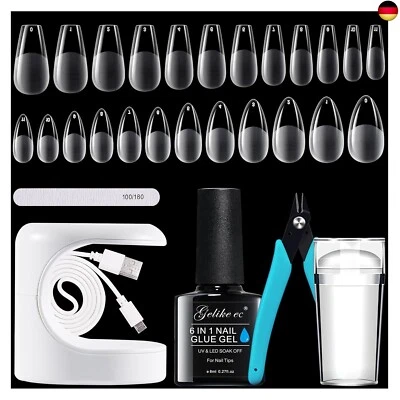 BESUCHE DEN GELIKE EC- Gelike ec Nail Tips and Glue Gel Kit - Gel x Nail Extension Set Mini Nagellampe
