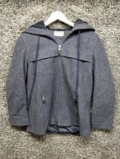 Vintage Mdp Mario De Pinto Wool Blend Coat Women Small Blue Full Zip Hooded