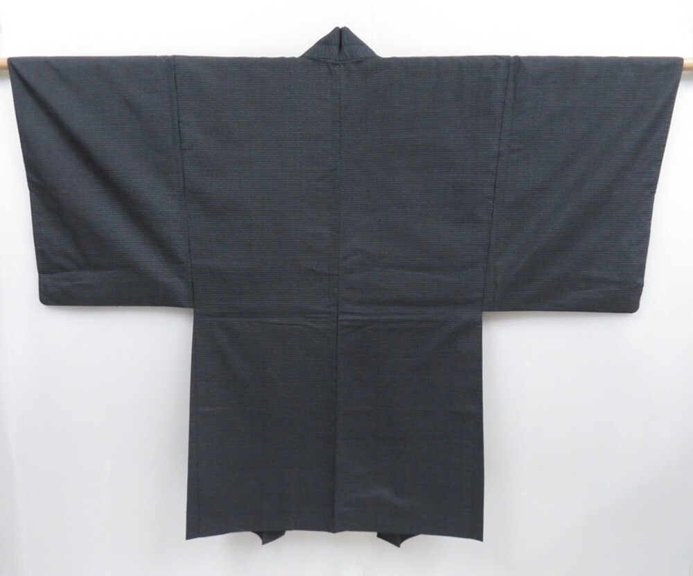 4011T13z450 Vintage Japanese Kimono Silk Men's OSHIMA HAORI Dark