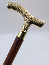 Antique Brass Royale Handle Victorian Style Wooden Walking Stick Best Gift