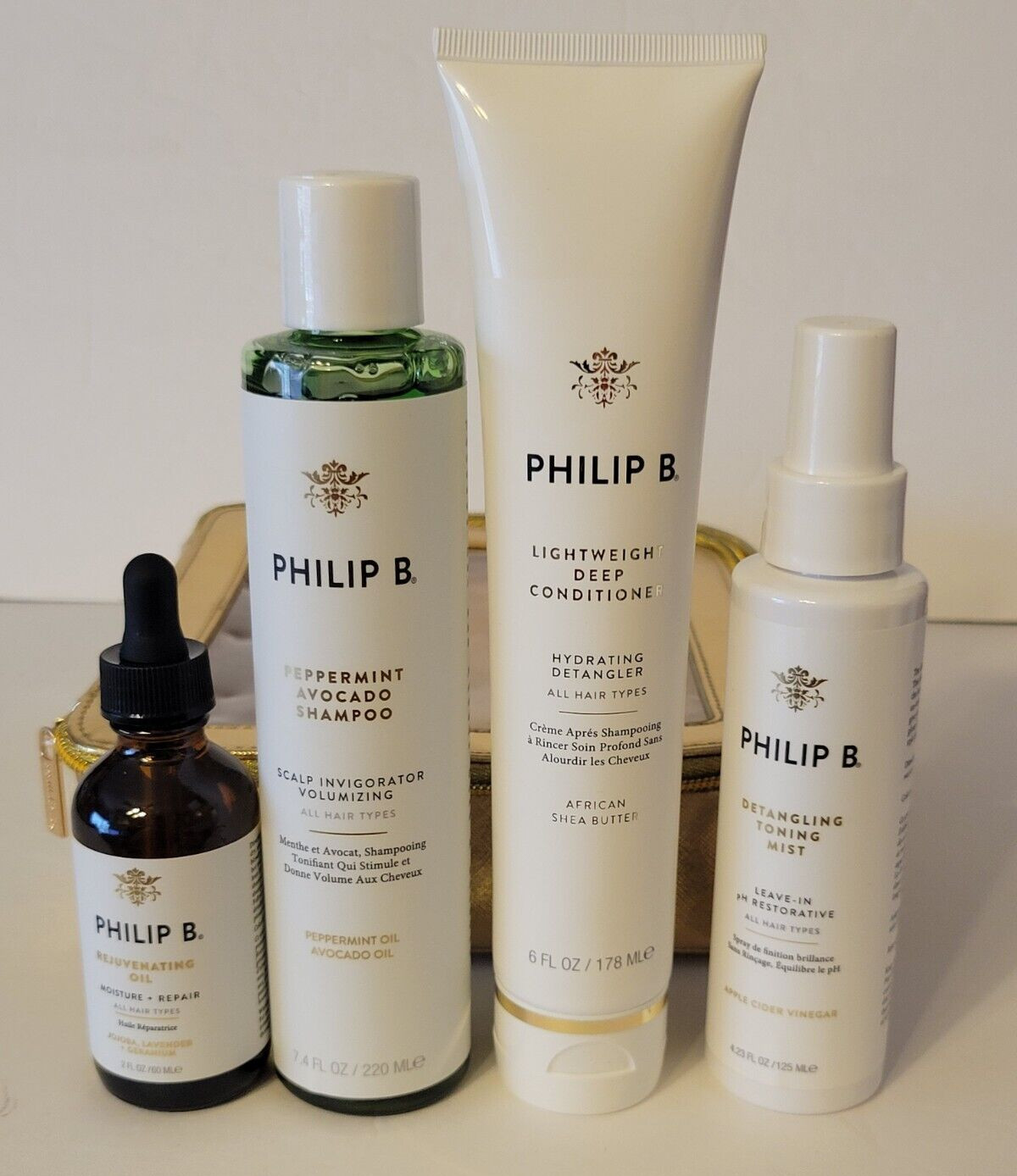 Philip B Four Step Essential Oil Hair & Scalp Treatment Set With Case NEW