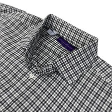 NEW Ralph Lauren Purple Label Men's Dress Shirt Black/White Plaid   Italy   16.5