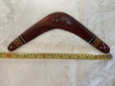 Handmade Aboriginal Australia Wood Boomerang - Painted  Signed   Photos