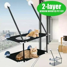 2 Layer Cat Window Perch Pet Cat Hammock Sleeping Hanging Beds Seat Mount Stack