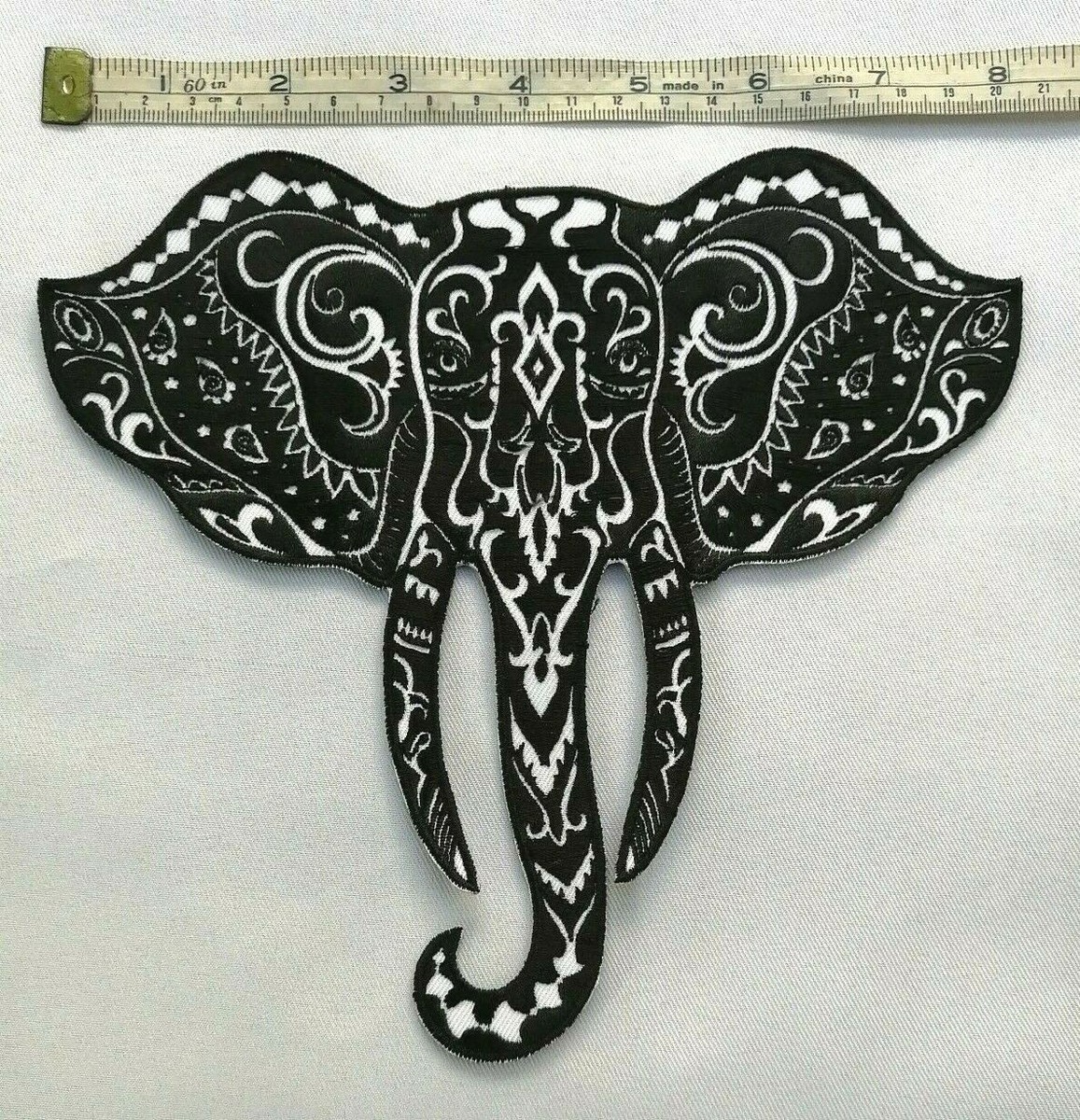 Skull Sugar Elephant Head Art Day of Dead symbol Embroidered
