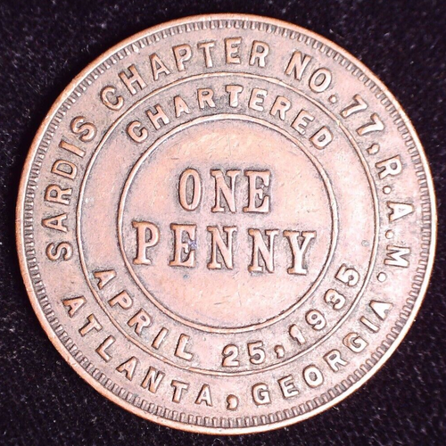 Sardis Chapter No 77 Masonic Penny Token Atlanta eBay