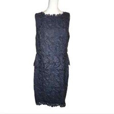 Talbots Navy Lace Peplum V Back Cocktail Dress Size 10