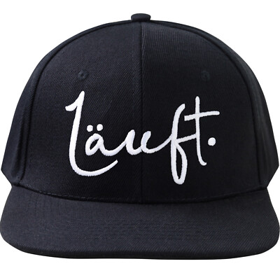 Snapback Kappe mit Spruch ''Läuft'' | Cap mit Motiv Läuft | unisex Basecap schwarz