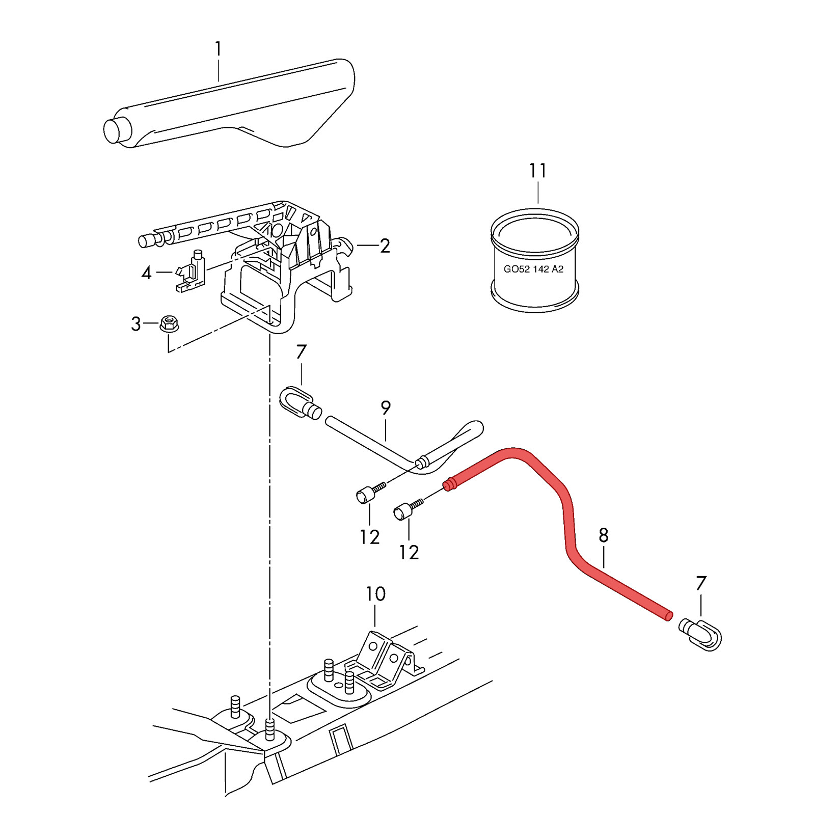 For VW Golf Skoda Audi A3 RS3 8P Handbrake Cable Guide Tube Left Side 1K0711951A eBay
