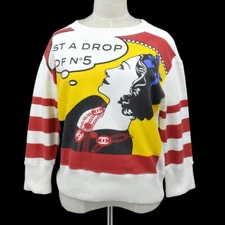 Chanel 01A #42 Long Sleeve Mademoiselle Sweat Shirt White Red #42 67758
