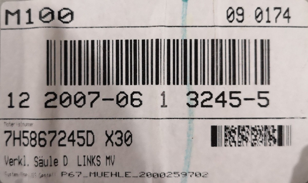 VW CARAVELLE T5 PLASTIC D-PILLAR LEFT TRIM GREY 7H5867245 | eBay