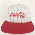 Vtg Coca Cola Coke Cap Pinstripe Script Logo Soda Snap Back Trucker Baseball Hat