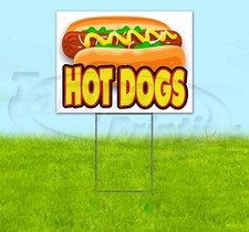 HOT DOGS 18x24 Yard Sign WITH STAKE Corrugated Bandit USA BUSINESS FOOD