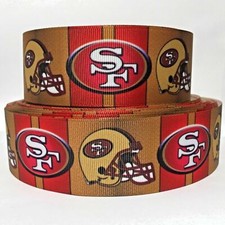 GROSGRAIN RIBBON 5/8" , 7/8", 1.5", 3" Football SF Sports Team Printed