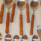 26 Pc Wood Handle Stainless Taiwan Flatware Old COLONY 6 Place Settings  + — photo 3