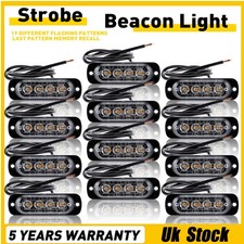 12x 4LED 12/24V Amber Recovery Strobe Marker Light Flashing Light Bar Beacon Car