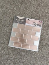 Hampton Copper Subway Effect Self Adhesive Wall Tile 5 Sheets, 25x25cm, New
