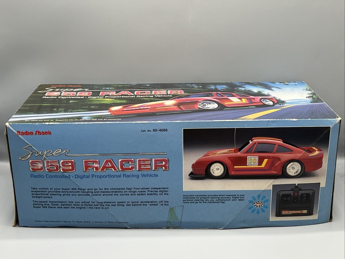Vintage 1980's Radio Shack Porsche Super 959 Racer RC Car W/ Box