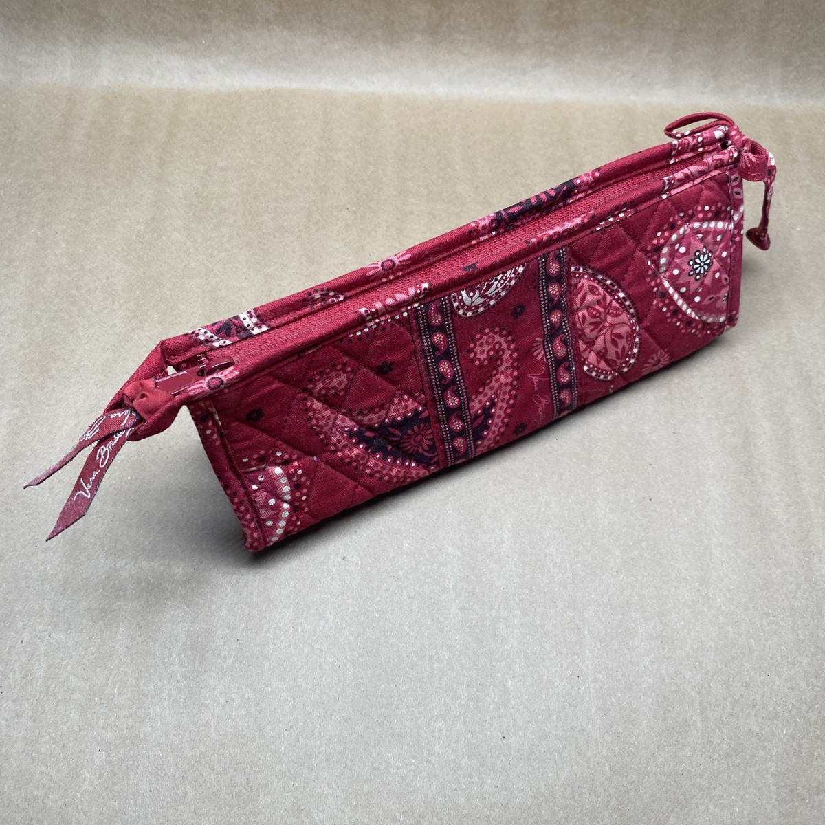 Vera Bradley Mesa Red Quilted Paisley Zipper Pouch Case Glasses
