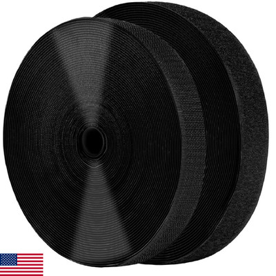 Nurkul 1 Inch X 82 Feet Black Self Adhesive Hook And Loop Tape Sticky Back Roll