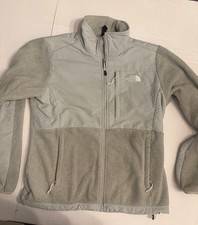 The North Face Women's Medium Gray Fleece Jacket with Nylon Panels, Full Zip